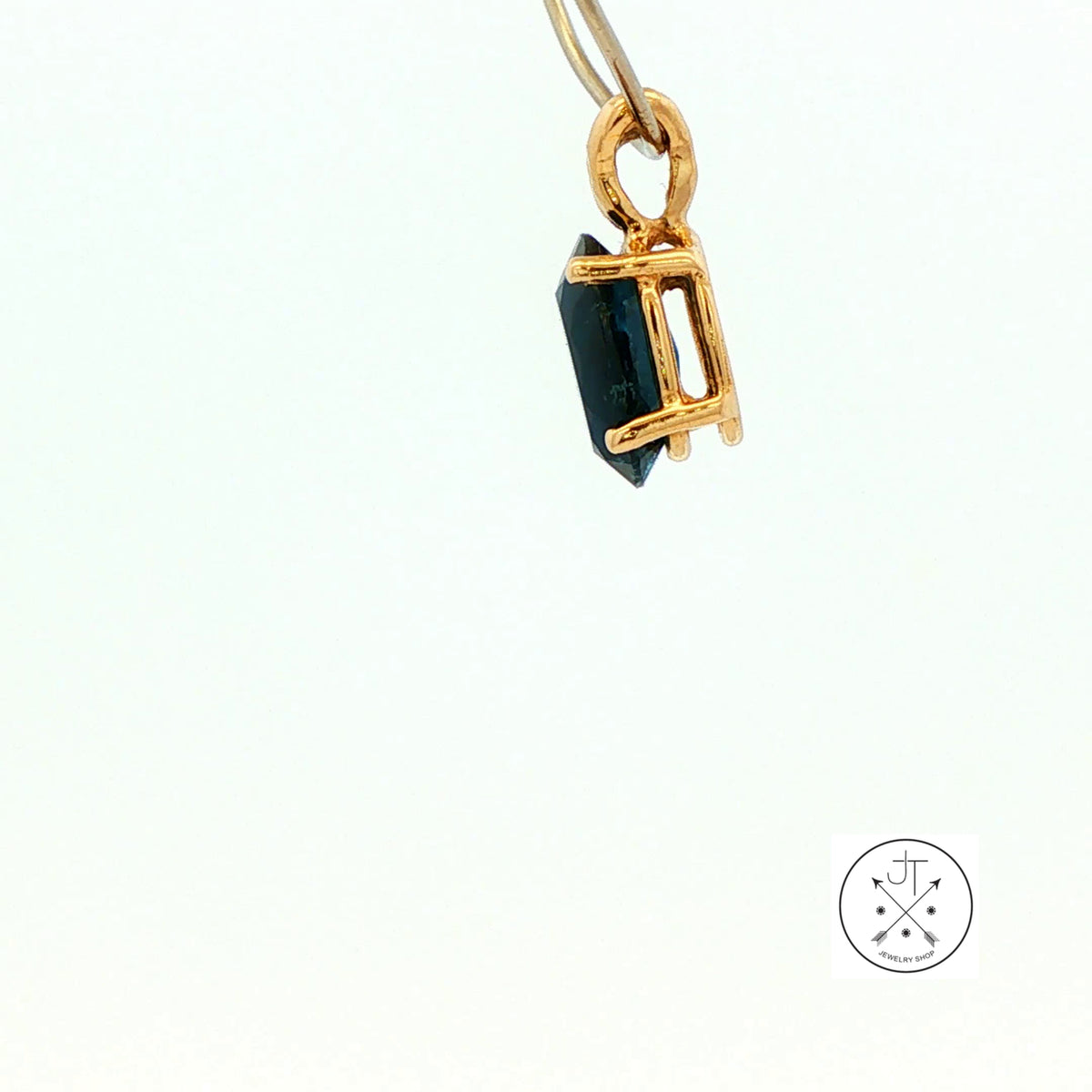 Vintage 14k Yellow Gold Solitaire Drop Pendant with 1.1 ct Natural Indicolite Tourmaline