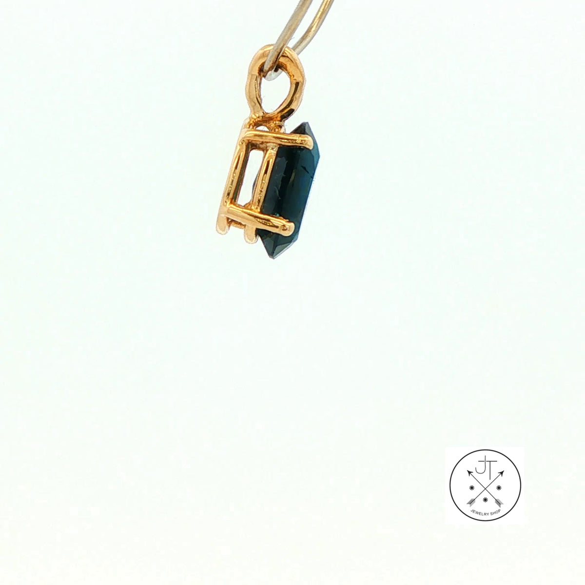 Vintage 14k Yellow Gold Solitaire Drop Pendant with 1.1 ct Natural Indicolite Tourmaline
