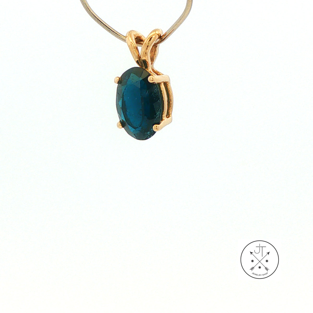 Vintage 14k Yellow Gold Solitaire Drop Pendant with 1.1 ct Natural Indicolite Tourmaline