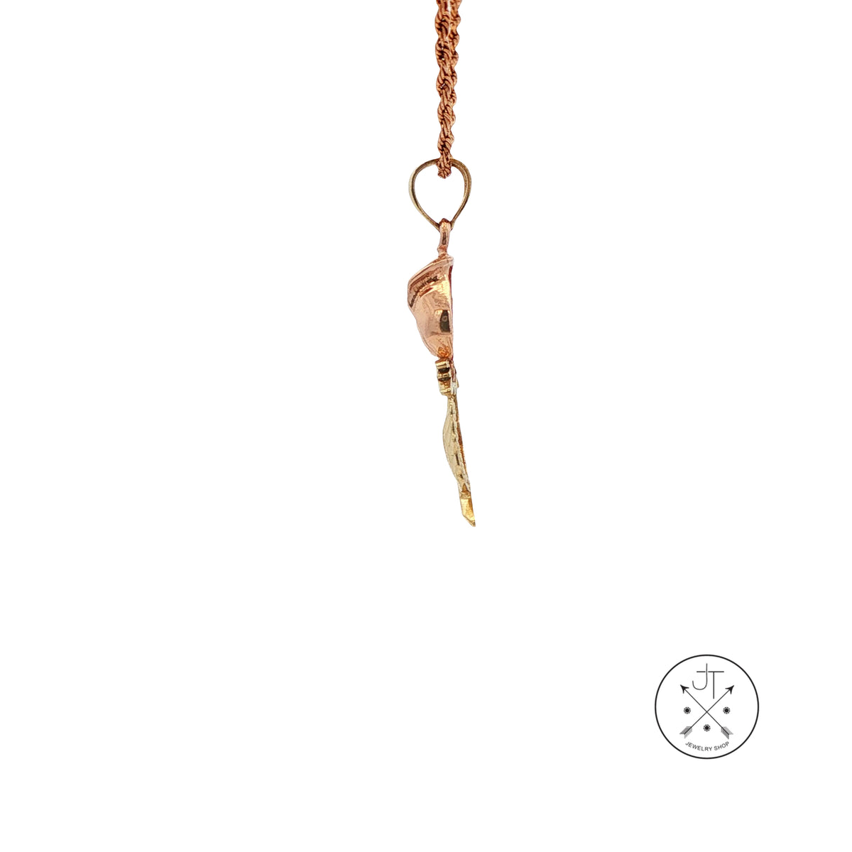 Vintage 10k Rose Gold Flower Pendant Necklace 22 inch