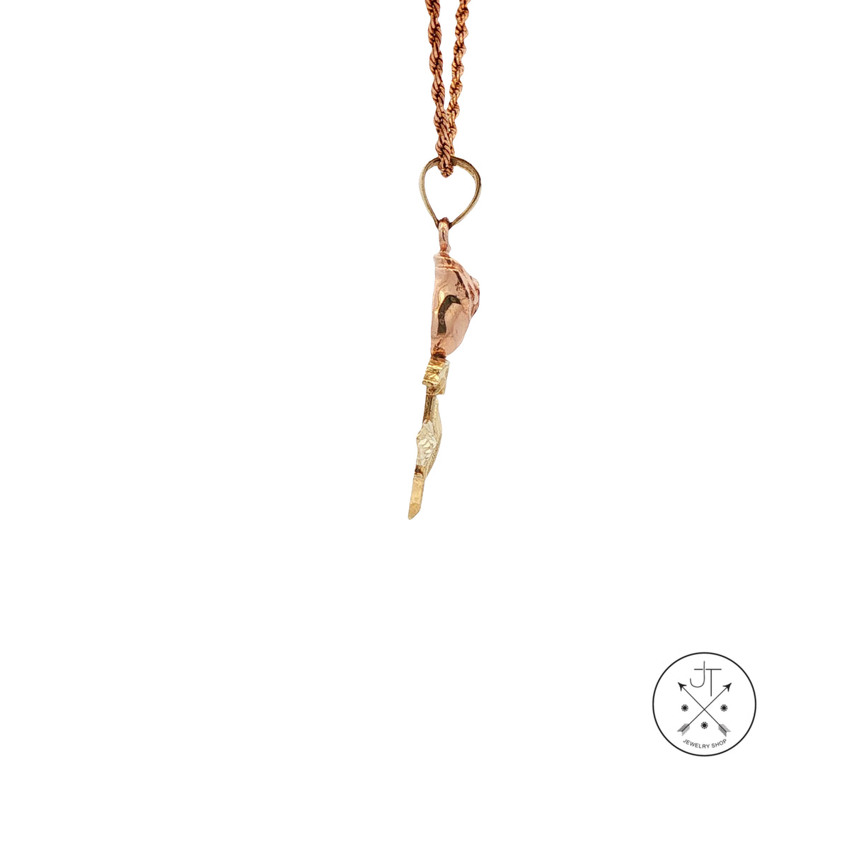 Vintage 10k Rose Gold Flower Pendant Necklace 22 inch