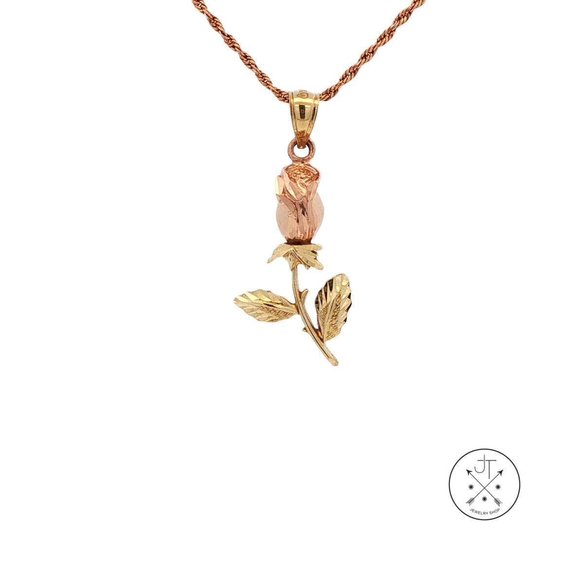 Vintage 10k Rose Gold Flower Pendant Necklace 22 inch