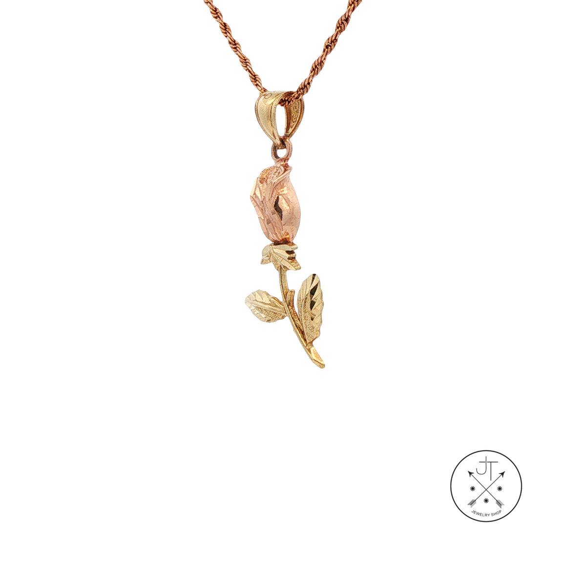 Vintage 10k Rose Gold Flower Pendant Necklace 22 inch