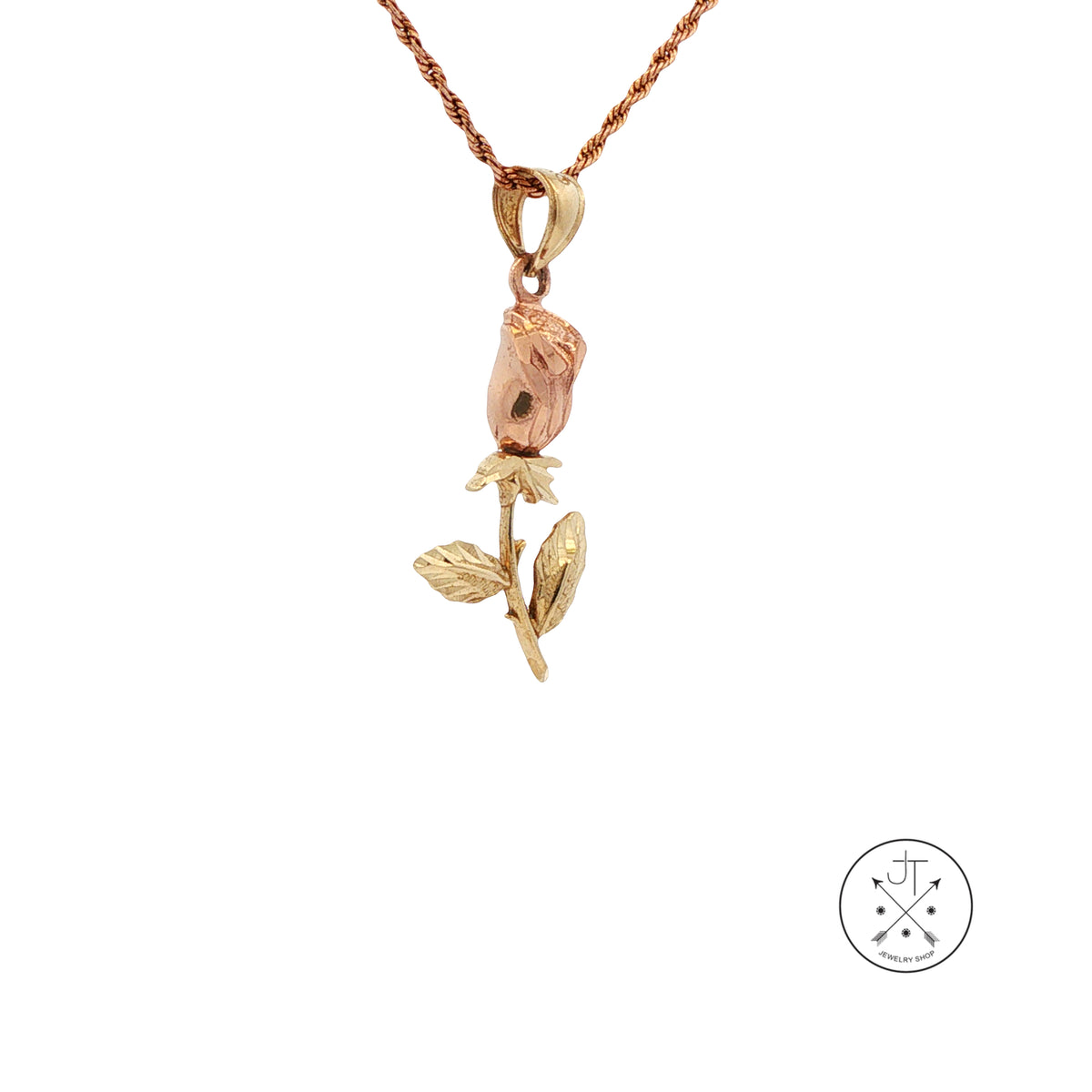 Vintage 10k Rose Gold Flower Pendant Necklace 22 inch