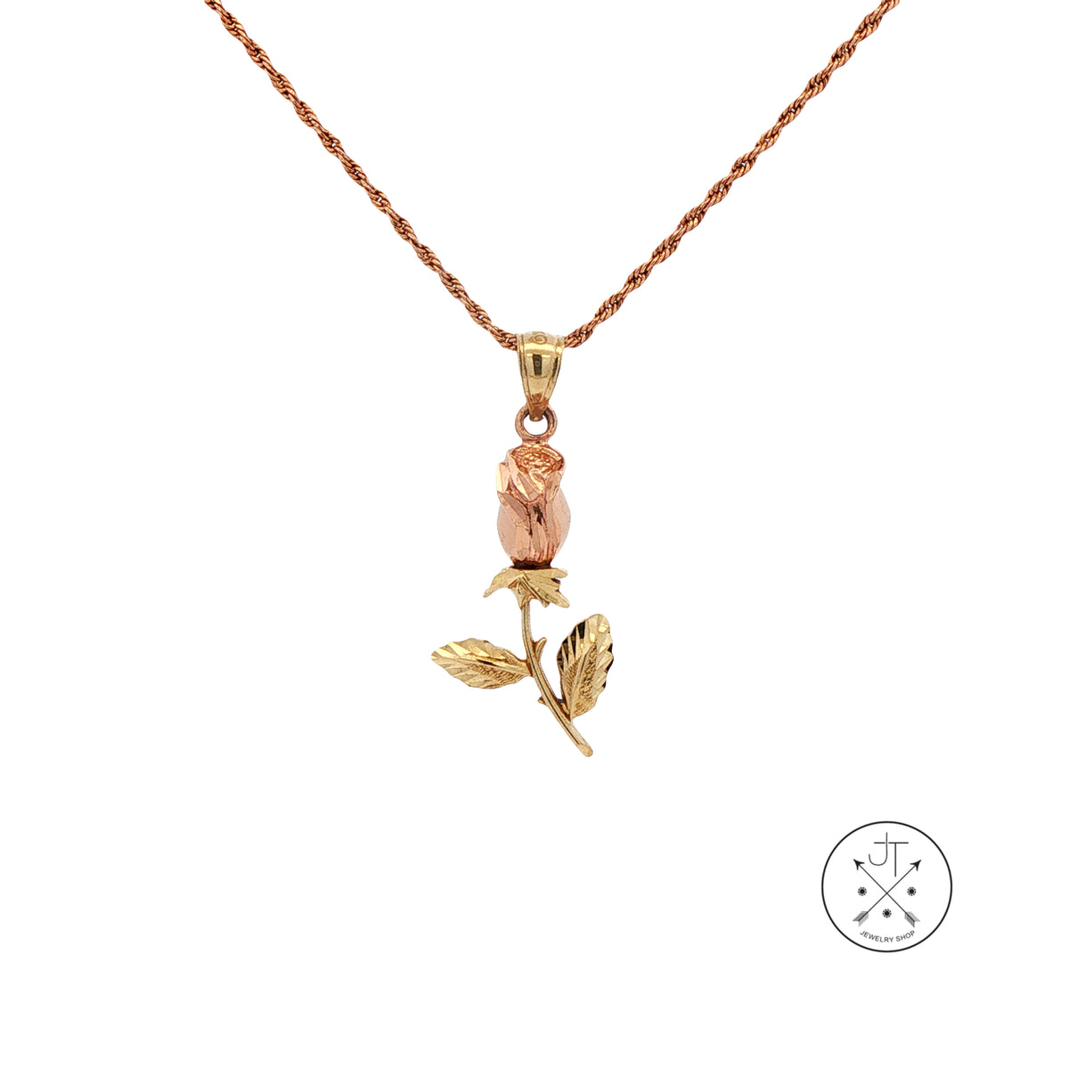 Vintage 10k Rose Gold Flower Pendant Necklace 22 inch