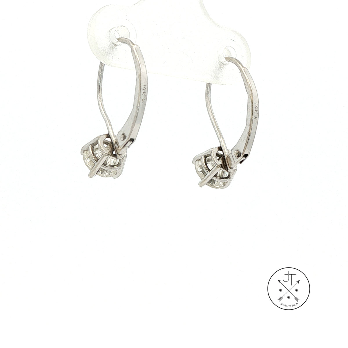 Vintage 14k White Gold Leverback Dangle Earrings 1 ctw Natural Diamonds