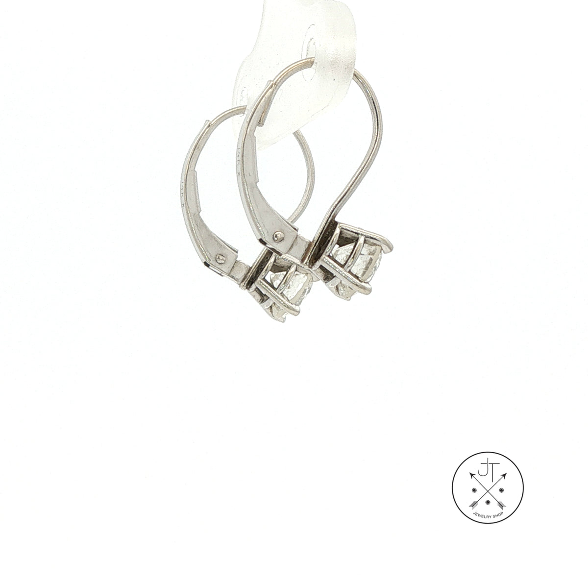 Vintage 14k White Gold Leverback Dangle Earrings 1 ctw Natural Diamonds