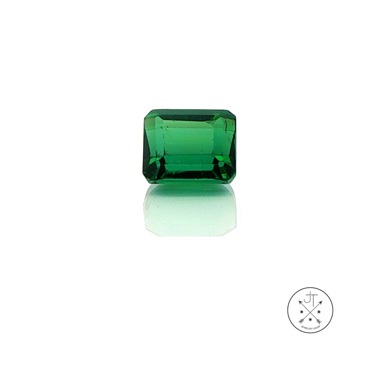 2.03 Carat Natural Green Tourmaline 7 x 6 mm Emerald cut Gemstone Loose