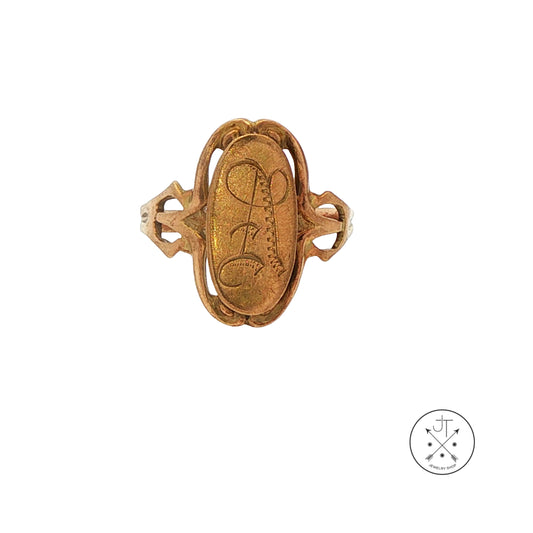 Antique 10k Yellow Gold "A" Signet Ring Size 6.25