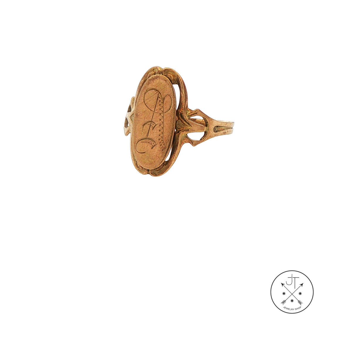 Antique 10k Yellow Gold "A" Signet Ring Size 6.25
