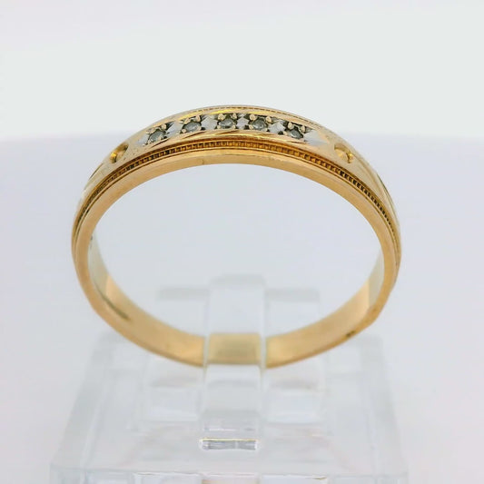 Vintage 14k Yellow Gold Band with Diamonds Size 7.75