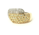 14k Yellow and White Gold Band with Diamonds and Yellow Sapphire Size 7 Bita