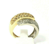 14k Yellow and White Gold Band with Diamonds and Yellow Sapphire Size 7 Bita