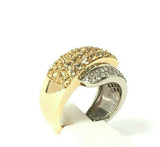 14k Yellow and White Gold Band with Diamonds and Yellow Sapphire Size 7 Bita