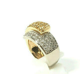 14k Yellow and White Gold Band with Diamonds and Yellow Sapphire Size 7 Bita