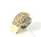 14k Yellow and White Gold Band with Diamonds and Yellow Sapphire Size 7 Bita