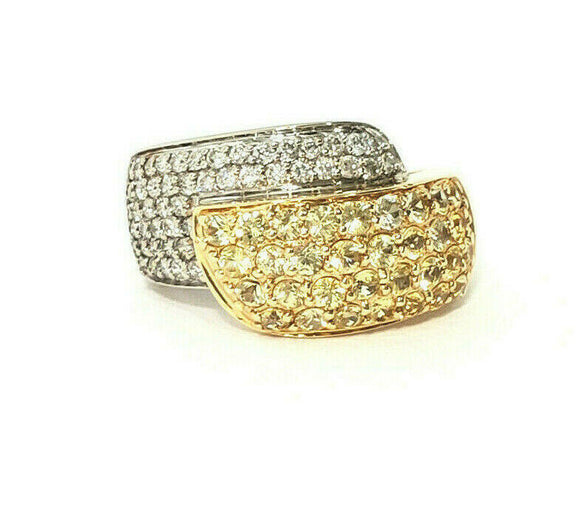14k Yellow and White Gold Band with Diamonds and Yellow Sapphire Size 7 Bita