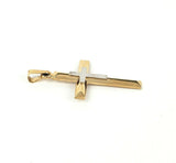14k Yellow and White Gold Cross Pendant New Old Stock