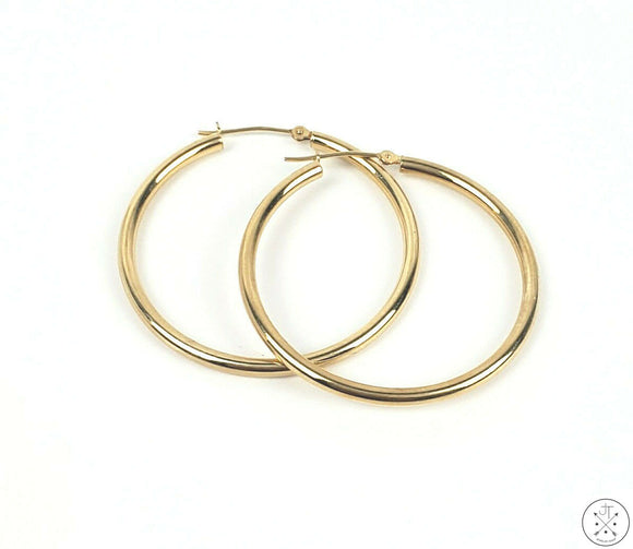 10k Yellow Gold 1.25 Inch Hoop Earrings