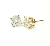 14k Yellow Gold Stud Earrings with 10 mm Large Cubic Zirconia