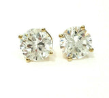 14k Yellow Gold Stud Earrings with 10 mm Large Cubic Zirconia