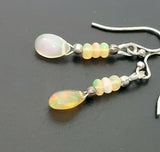 Sterling Silver Drop Earrings with Opal Dangle