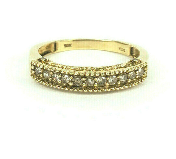 Vintage 10k Yellow Gold New Old Stock Band with Diamonds Size 7