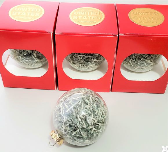 New Old Stock Shredded Money Cash Shreds Christmas Tree Ornaments 3 Inch 4 Pack